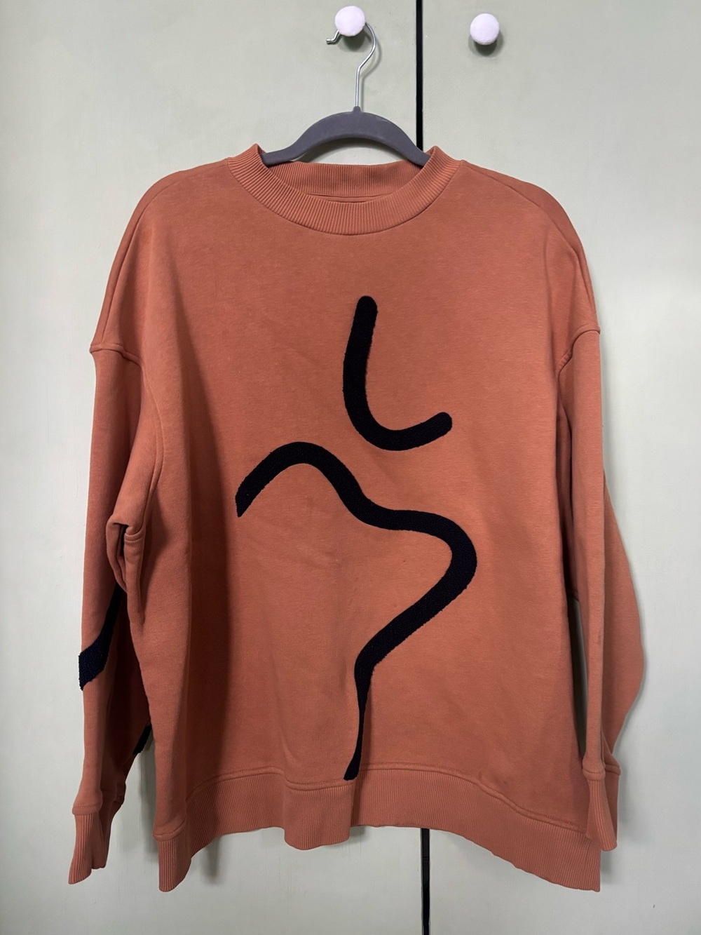 Men's Rust Abstract Embroidered Crewneck Sweatshirt